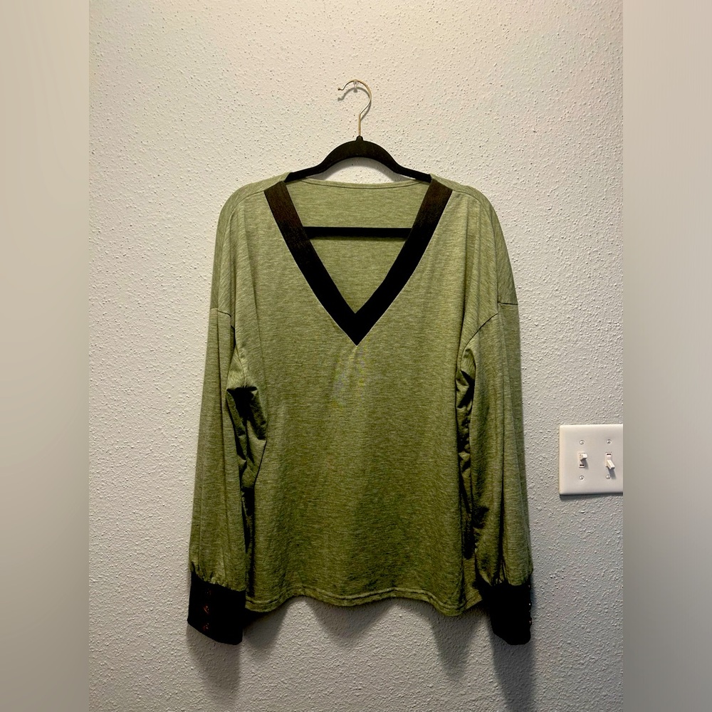 Green & Black Blouse